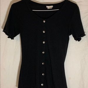 Black “Button-Up” Tee